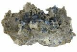Cubic Blue Fluorite and Calcite on Druzy Quartz - Fluorescent! #128571-1